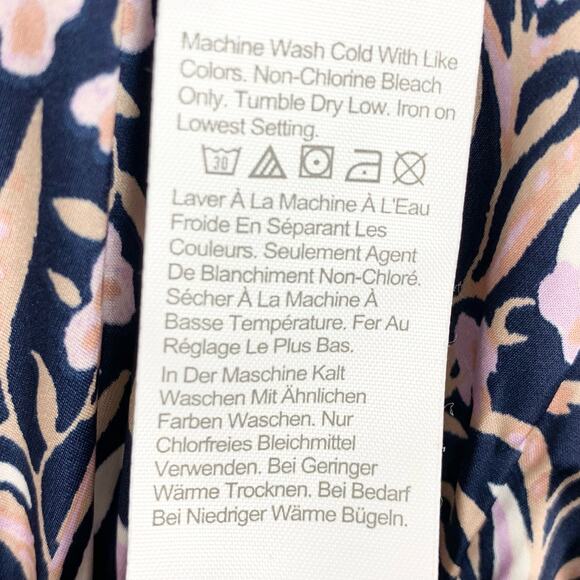 J.Crew V-Neck Mini Dress Floral Fields Navy Smocked Waist Ruffle Neck Medium - Picture 13 of 16